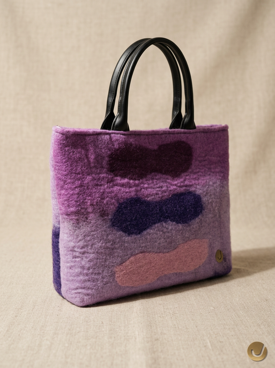 J circle Mauve Wet-Felted Bag