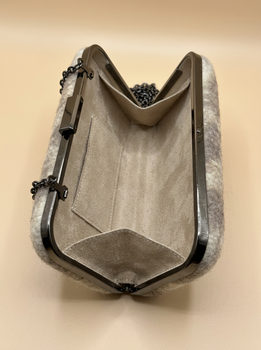 J circle Grey Pattern Wet-Felted Clutch