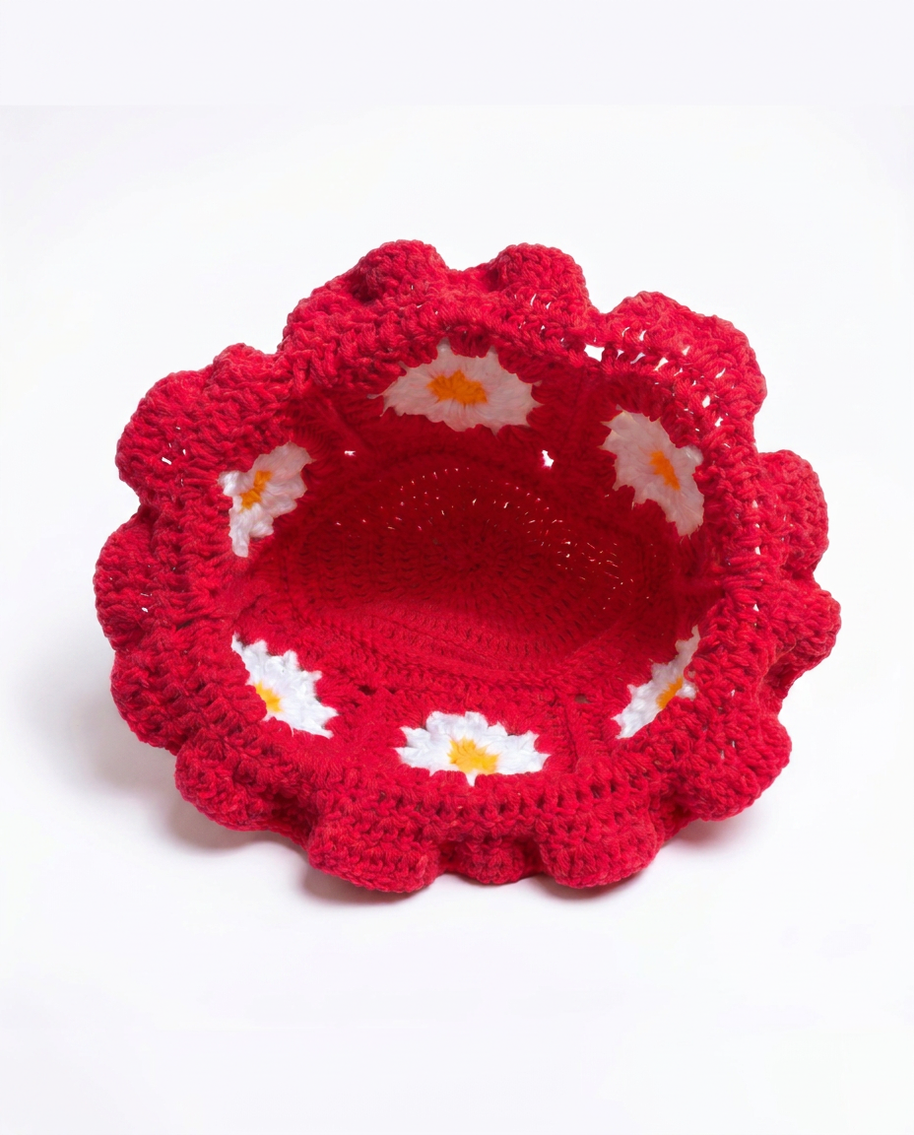 Hush and Stitch Dark Pink Daisy Bucket Hat