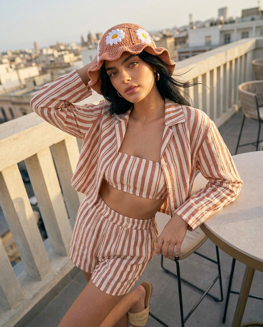 Hush and Stitch Light Brown Daisy Bucket Hat