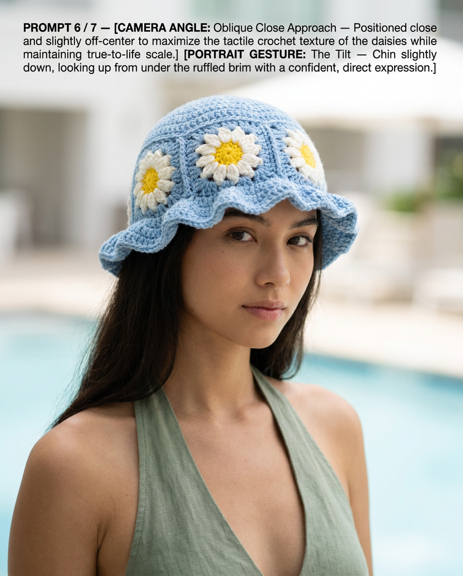 Hush and Stitch Light Blue Daisy Bucket Hat (Cream Flowers)