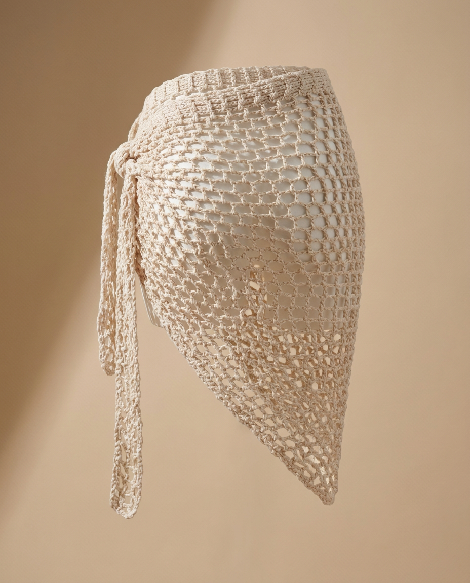 Hush and Stitch Cream Mesh Cover-Up Wrap