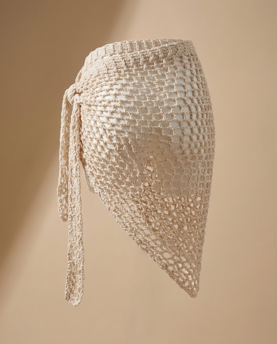 Hush and Stitch Cream Mesh Cover-Up Wrap