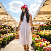 Hush and Stitch Dark Pink Daisy Bucket Hat