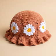 Hush and Stitch Light Brown Daisy Bucket Hat