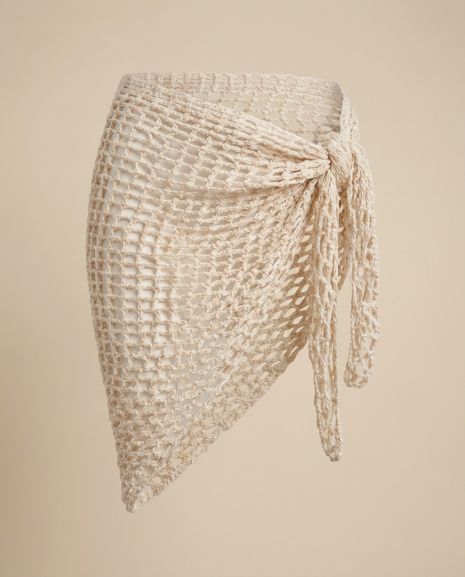 Hush and Stitch Cream Mesh Cover-Up Wrap
