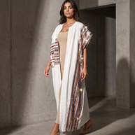 Kaafmoon White Aurora Sequins Abaya