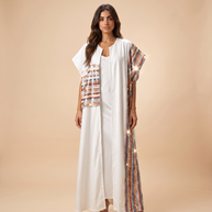 Kaafmoon White Aurora Sequins Abaya