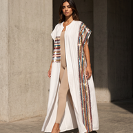 Kaafmoon White Aurora Sequins Abaya