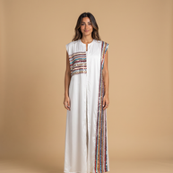 Kaafmoon White Aurora Sequins Abaya