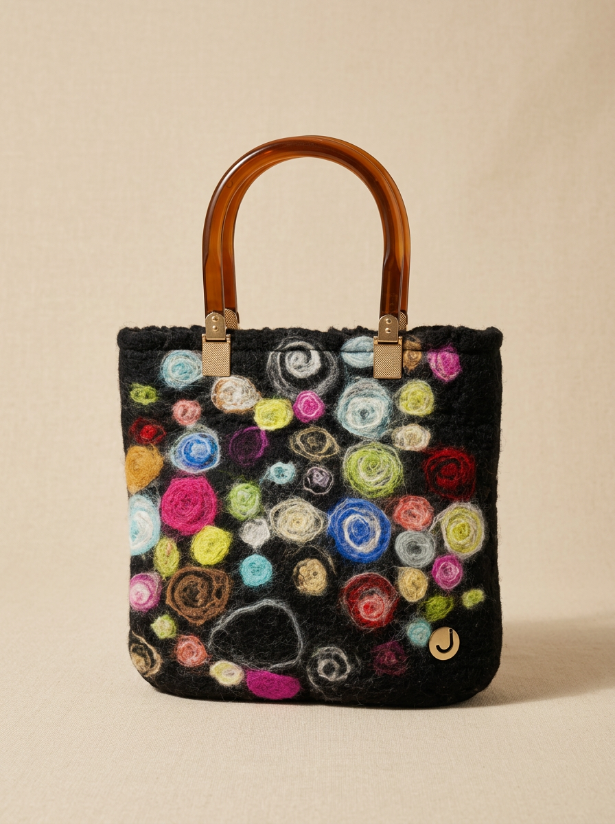 J circle Multi Circle Wet-Felted Bag