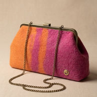 J circle Fushorange Wet-Felted Clutch