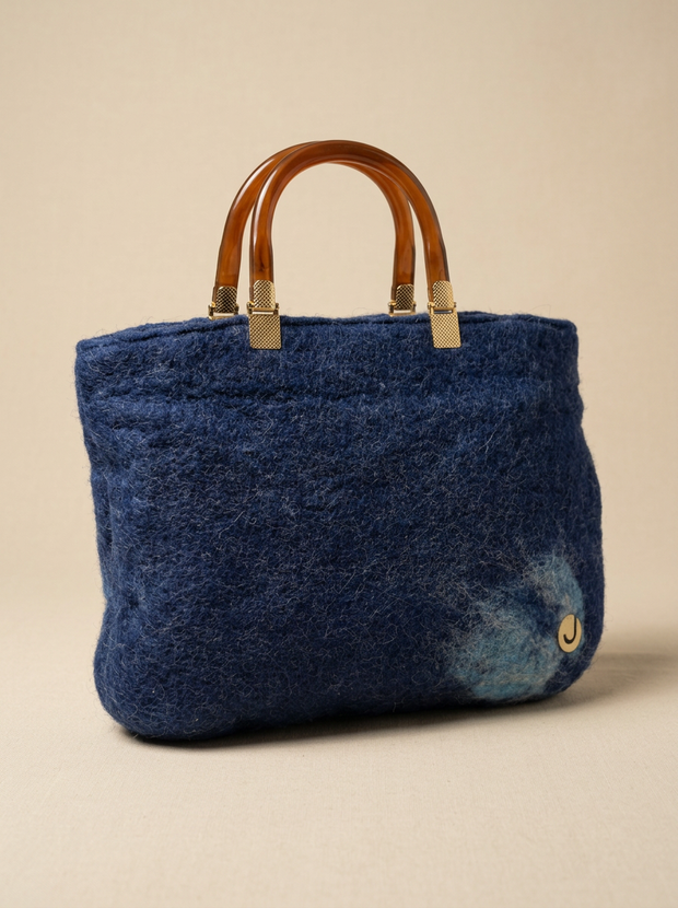 J circle Blue Marine Wet-Felted Bag