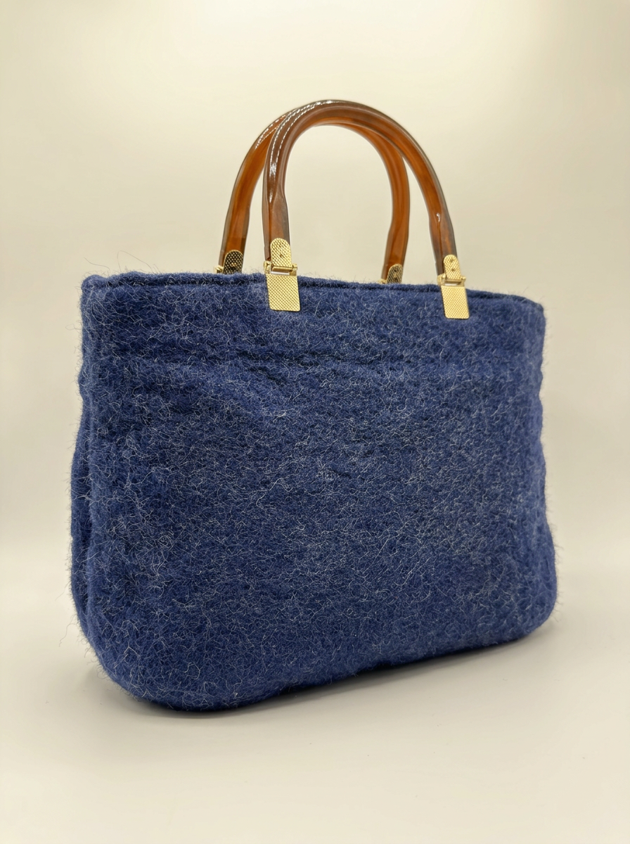 J circle Blue Marine Wet-Felted Bag