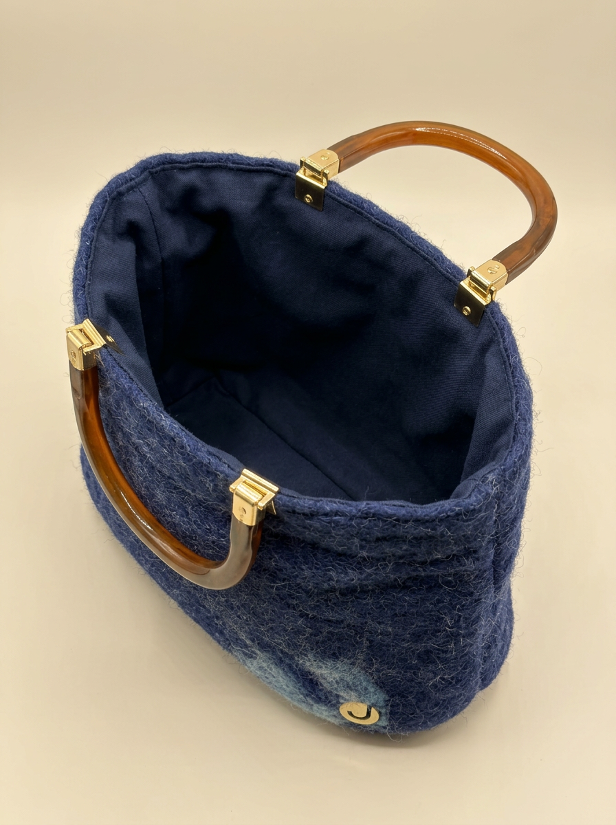 J circle Blue Marine Wet-Felted Bag