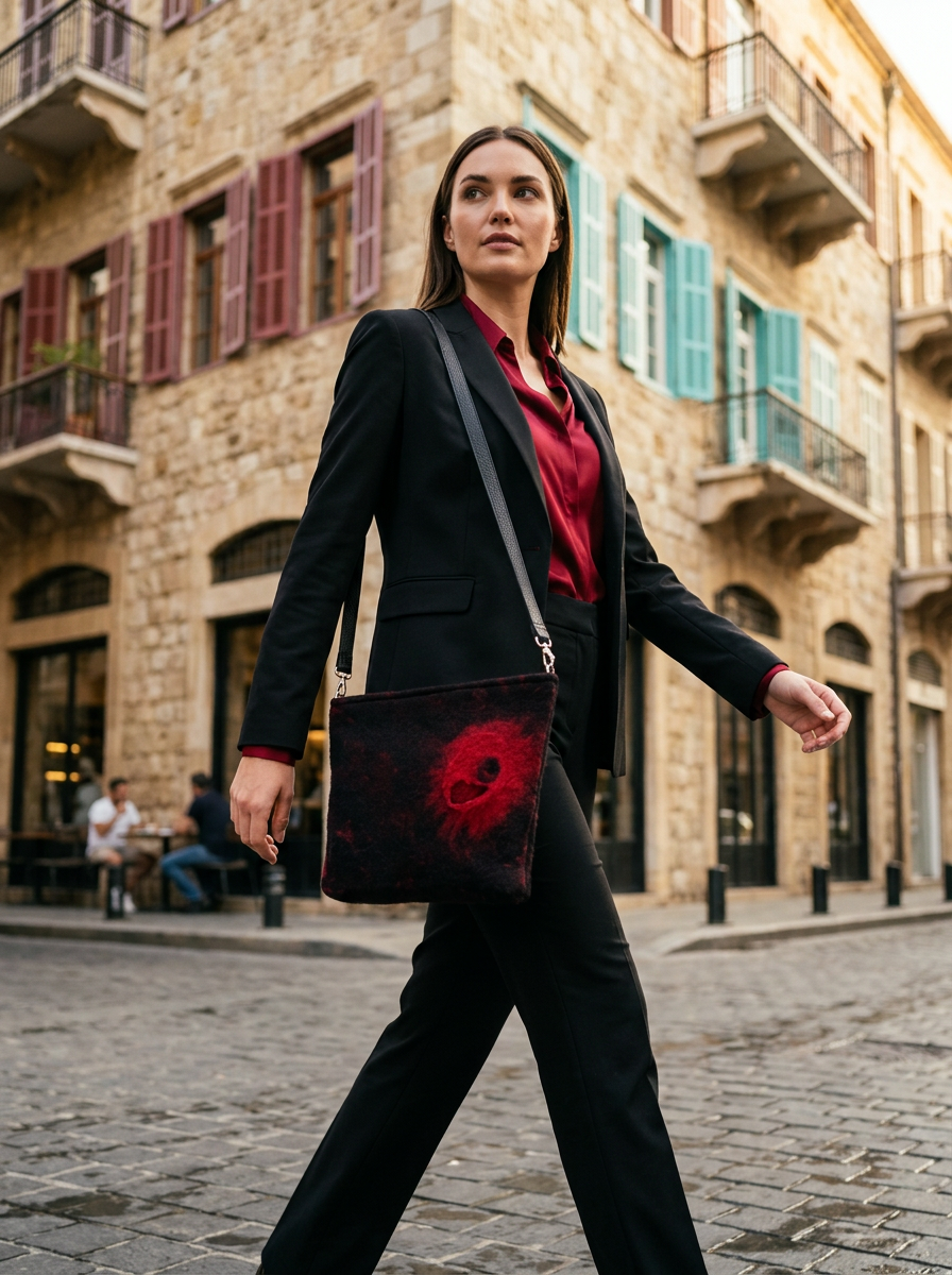 J circle Flamea Wet-Felted Bag