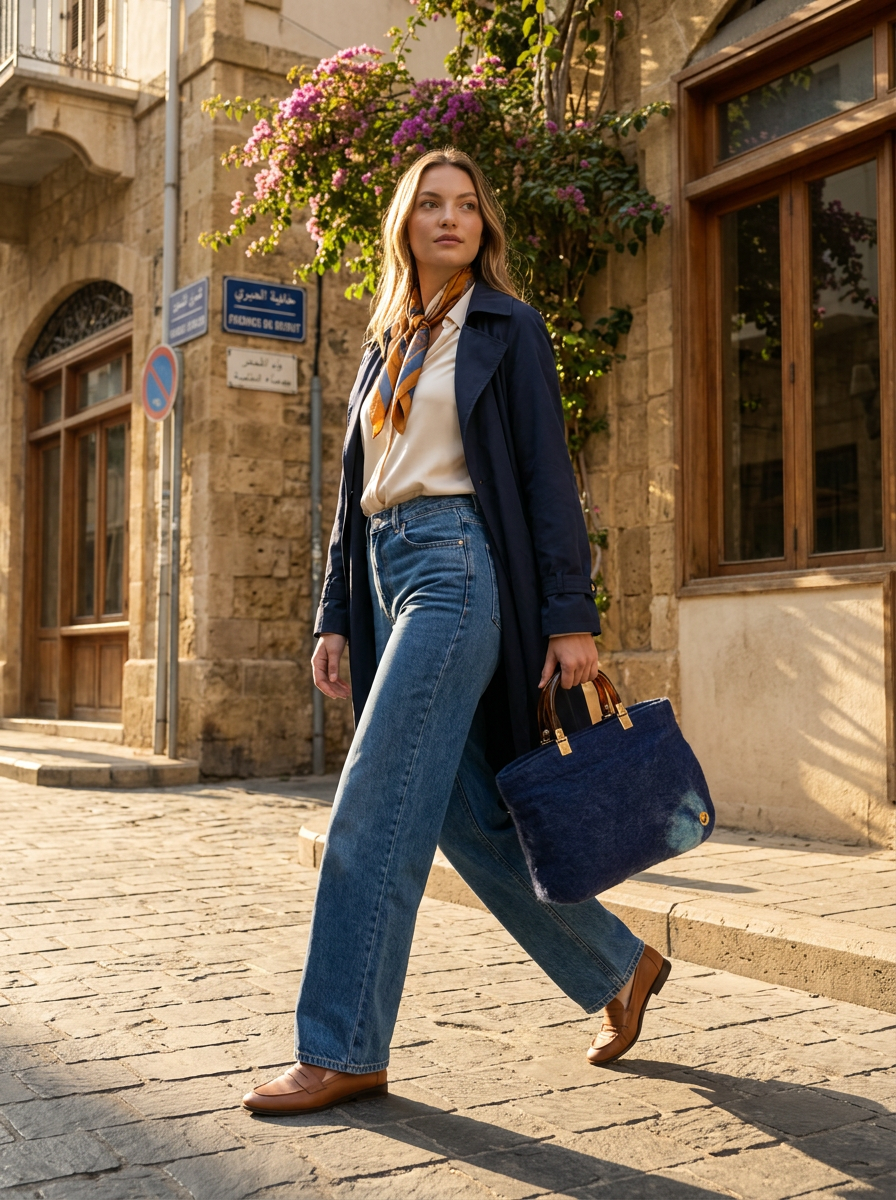 J circle Blue Marine Wet-Felted Bag