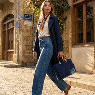 J circle Blue Marine Wet-Felted Bag