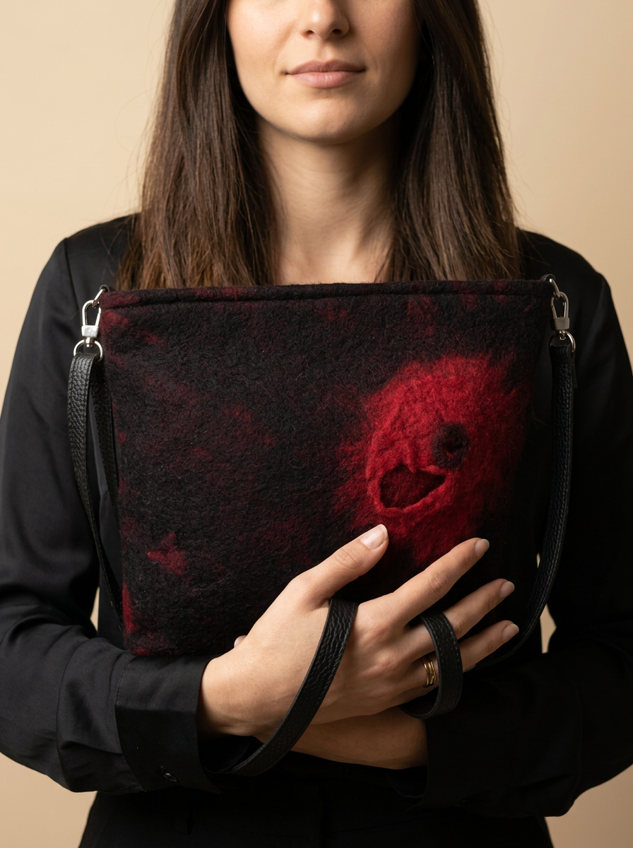 J circle Flamea Wet-Felted Bag