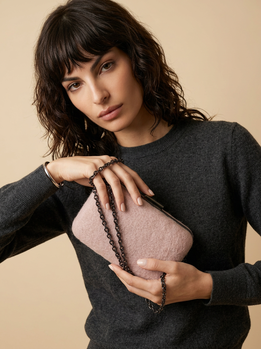 J circle Baby Rose Wet-Felted Clutch