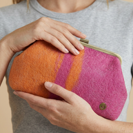 J circle Fushorange Wet-Felted Clutch