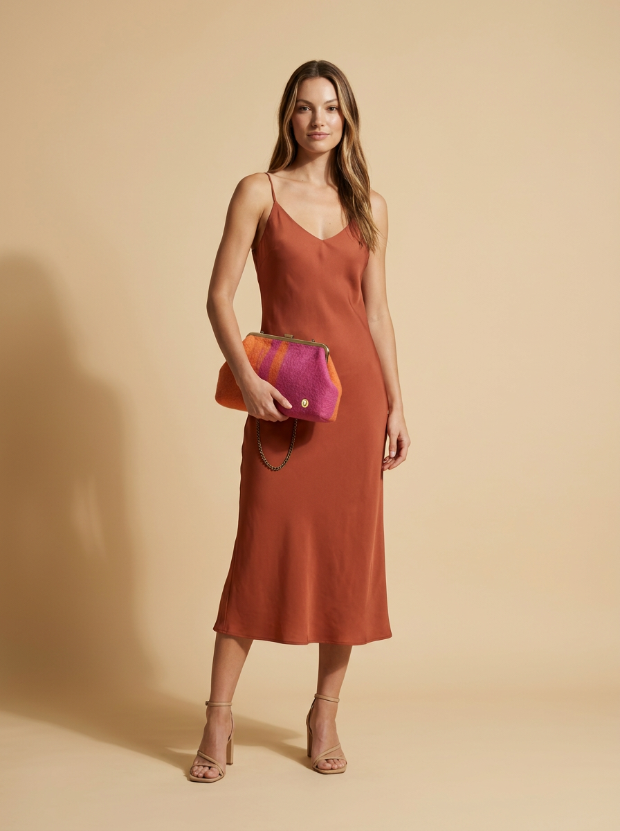 J circle Fushorange Wet-Felted Clutch