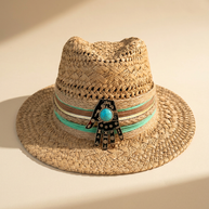 By Rita Raphael Camel Hamsa Straw Hat