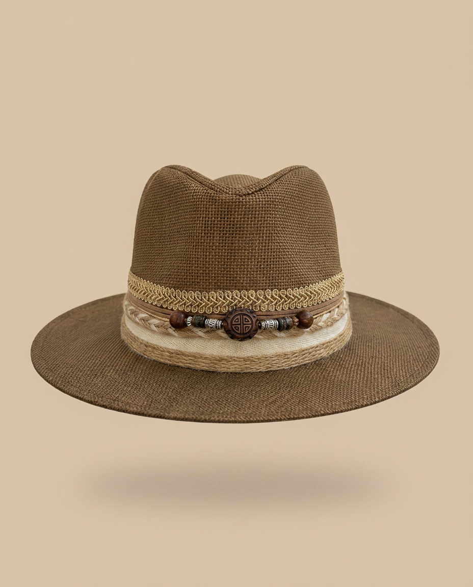 By Rita Raphael Brown Boho Straw Hat