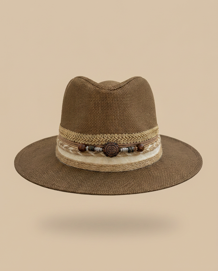 By Rita Raphael Brown Boho Straw Hat