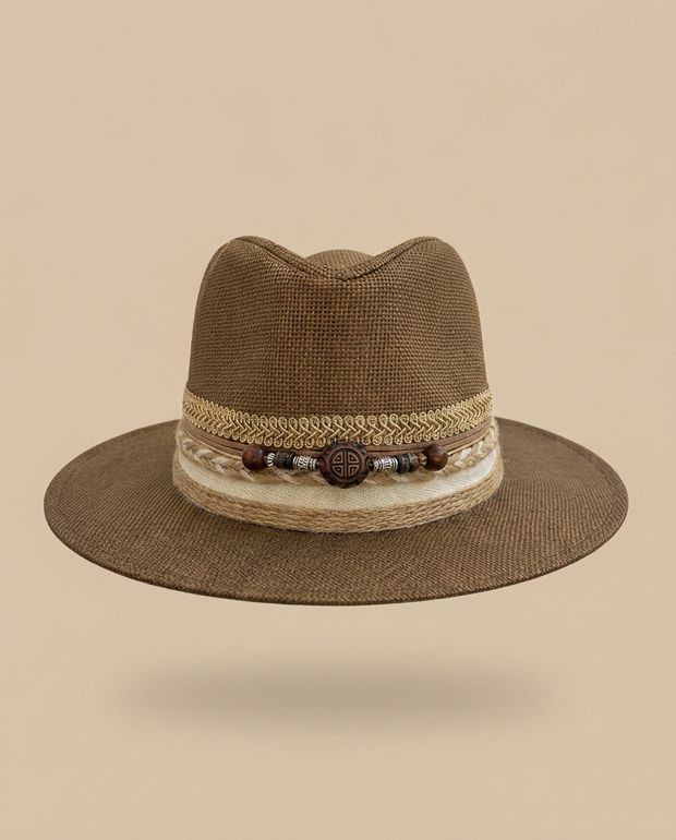 By Rita Raphael Brown Boho Straw Hat