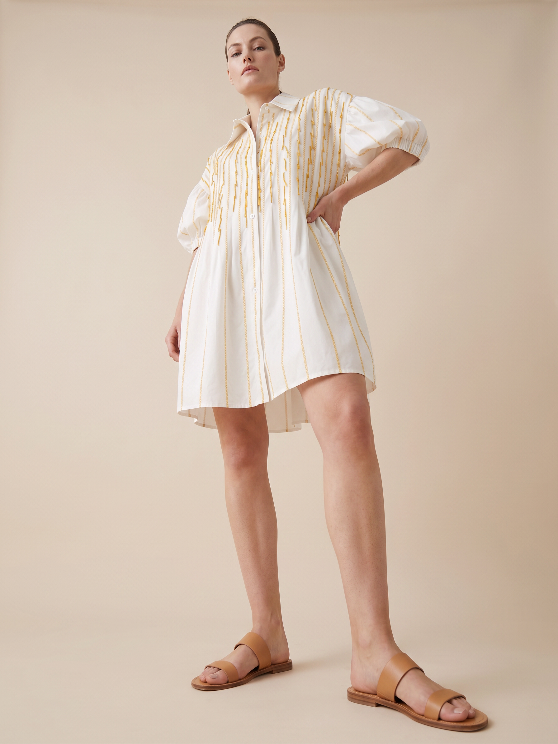 Tendresse Boutique White & Yellow Sequin Dress