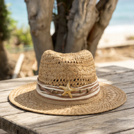 By Rita Raphael Camel Gold Starfish Straw Hat