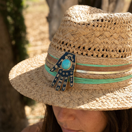 By Rita Raphael Camel Hamsa Straw Hat