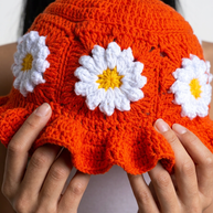 Hush and Stitch Orange Daisy Bucket Hat
