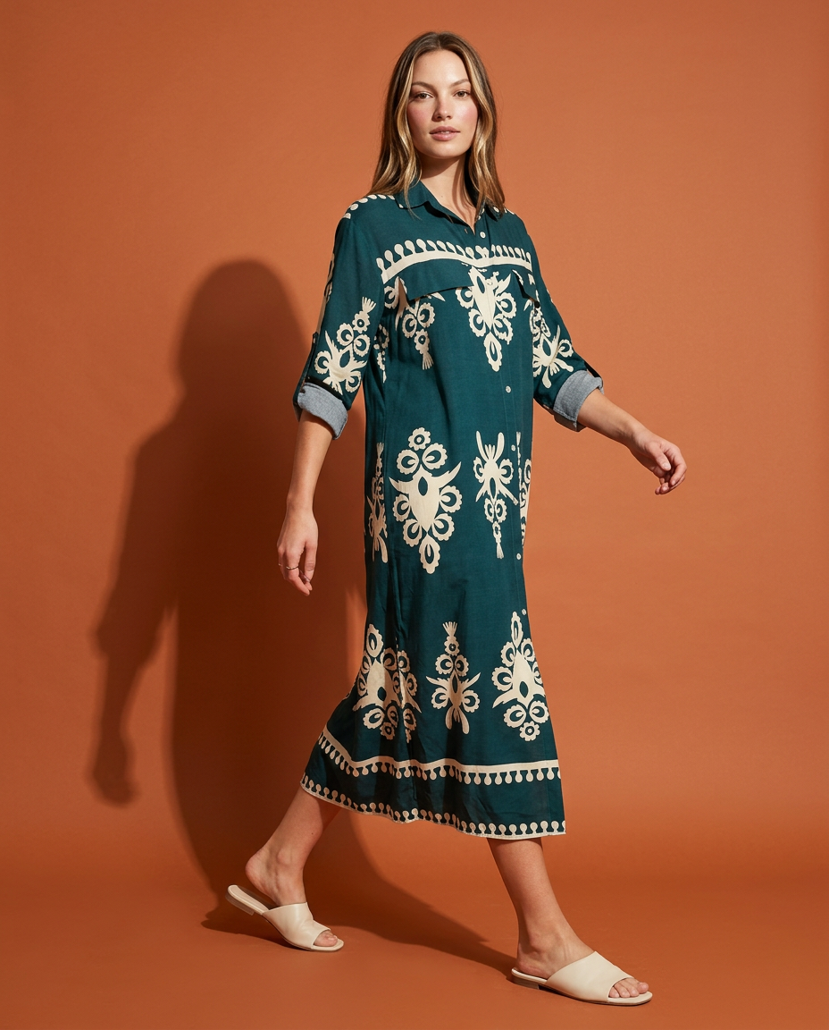 Tendresse Boutique Green Long-Sleeve Dress