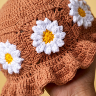 Hush and Stitch Light Brown Daisy Bucket Hat