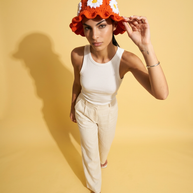 Hush and Stitch Orange Daisy Bucket Hat