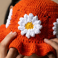 Hush and Stitch Orange Daisy Bucket Hat