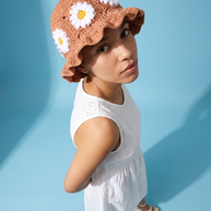 Hush and Stitch Light Brown Daisy Bucket Hat