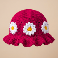 Hush and Stitch Dark Pink Daisy Bucket Hat