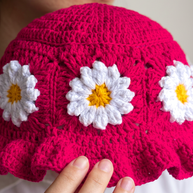 Hush and Stitch Dark Pink Daisy Bucket Hat