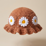 Hush and Stitch Light Brown Daisy Bucket Hat