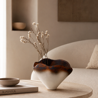 Tati deco Vase white brown metal