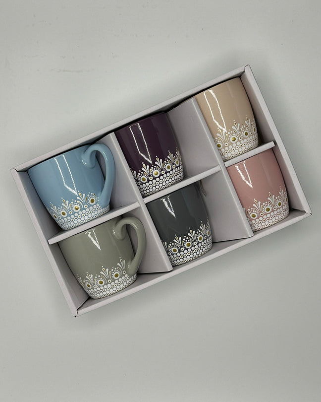 Set of 6 small mugs for coffee or tea