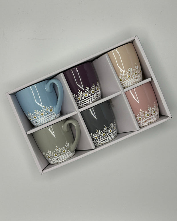 Set of 6 small mugs for coffee or tea