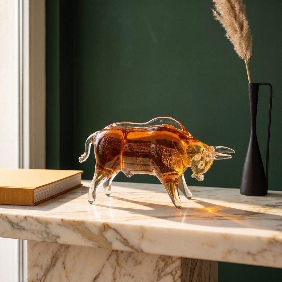 Tati deco Murano glass taurus figurine