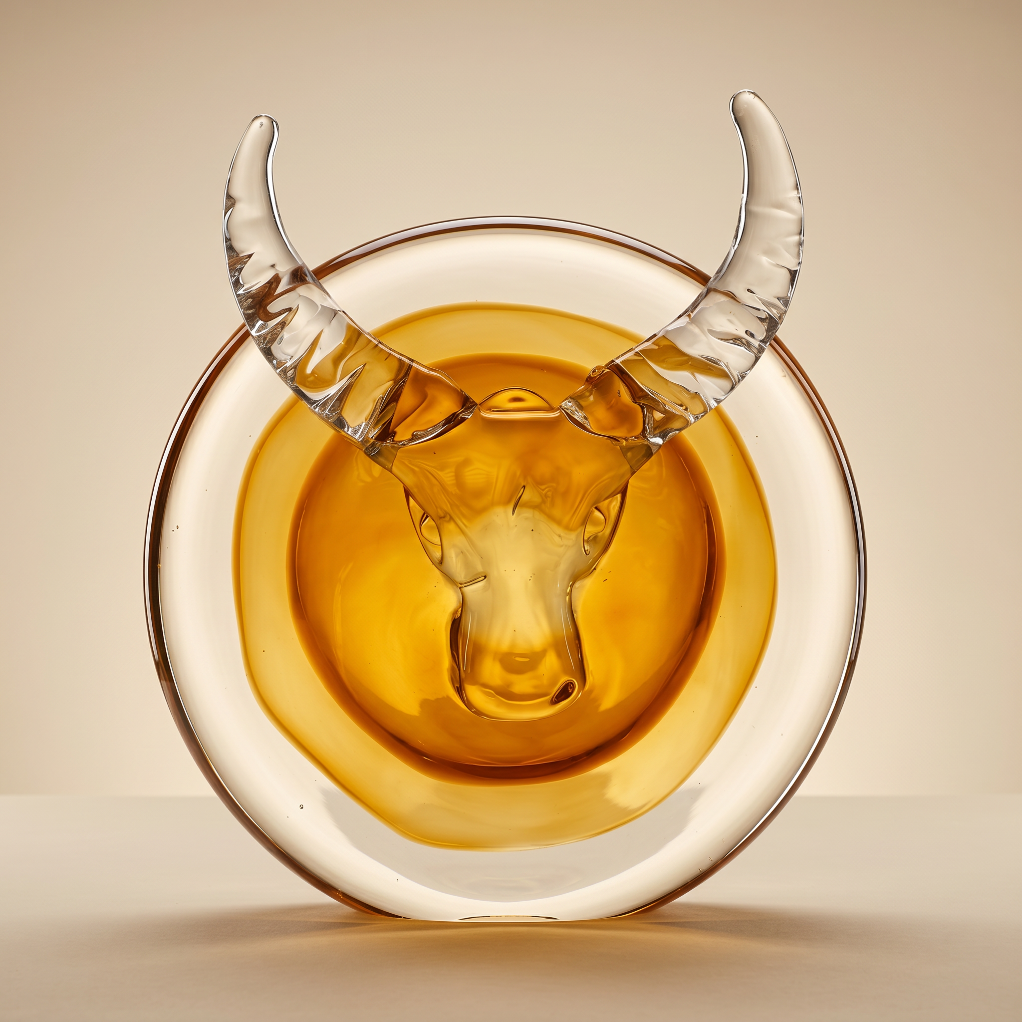 Tati deco Murano glass taurus face medallion