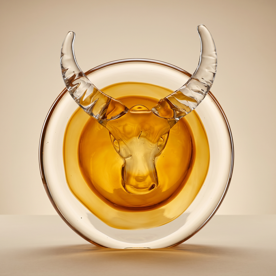 Tati deco Murano glass taurus face medallion