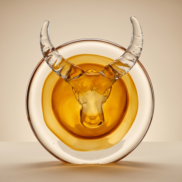 Tati deco Murano glass taurus face medallion