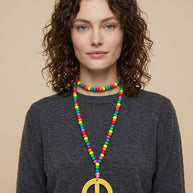 ZÉNA O Long necklace peace and love wooden beads